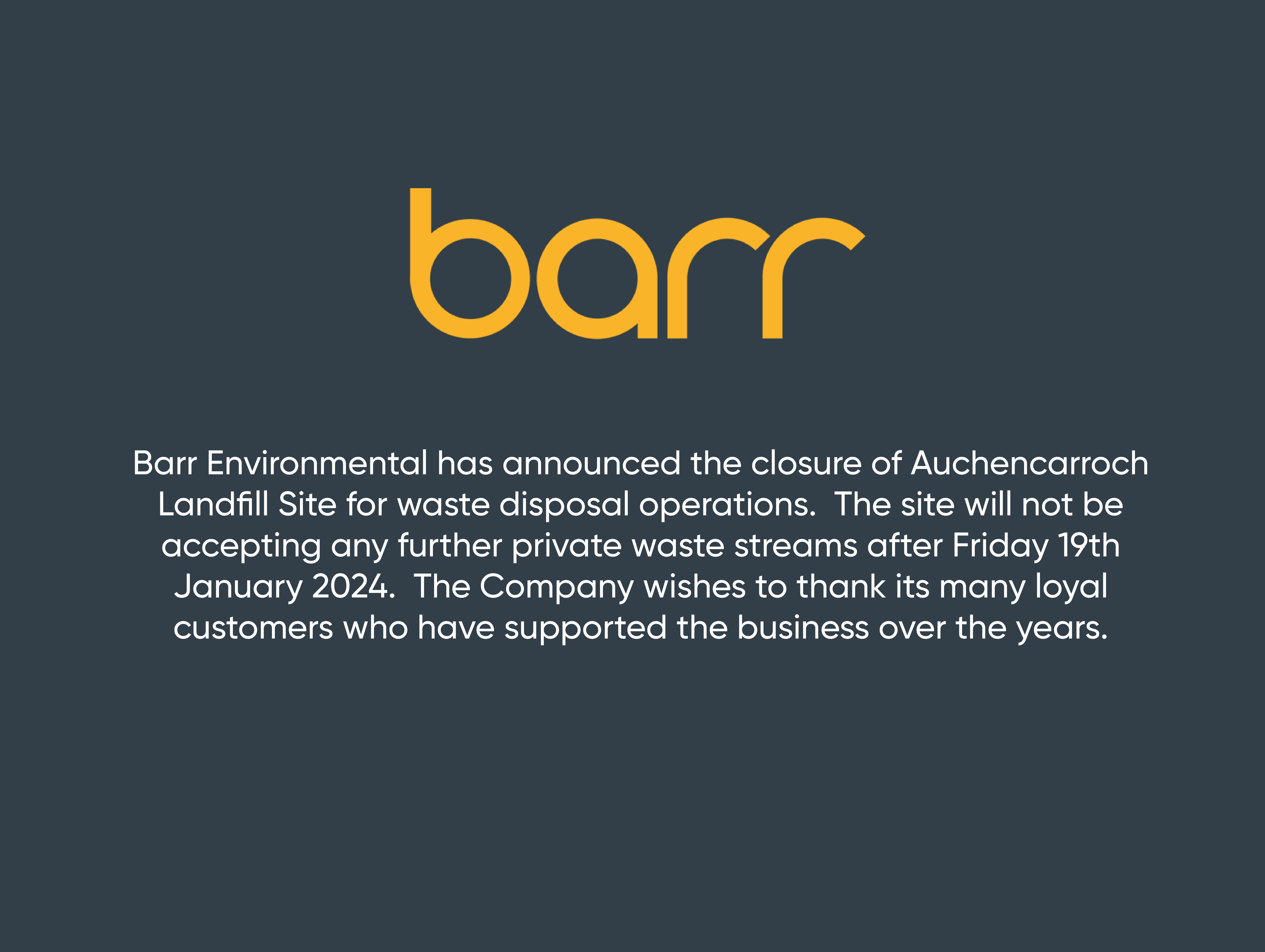 Barr Closure Announcement